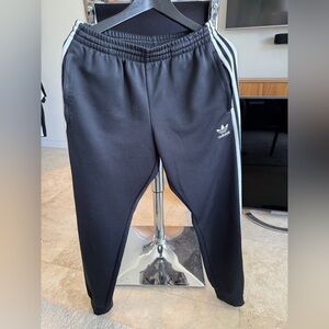 Adidas Black Joggers with White Stripes